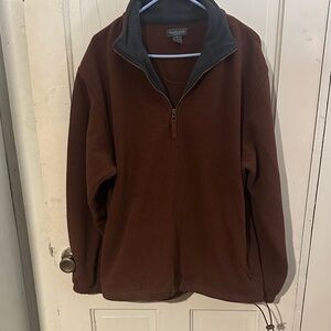 Van Heusen Men's Zip-Up Fleece Sweater in Rich Brown Size Large